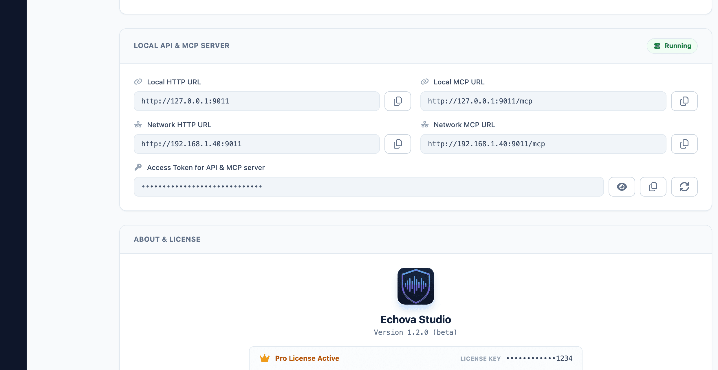 License and update settings