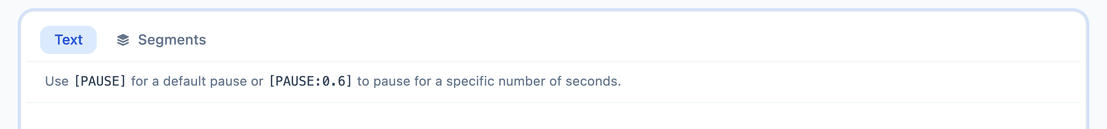 Studio Text and Segments tabs