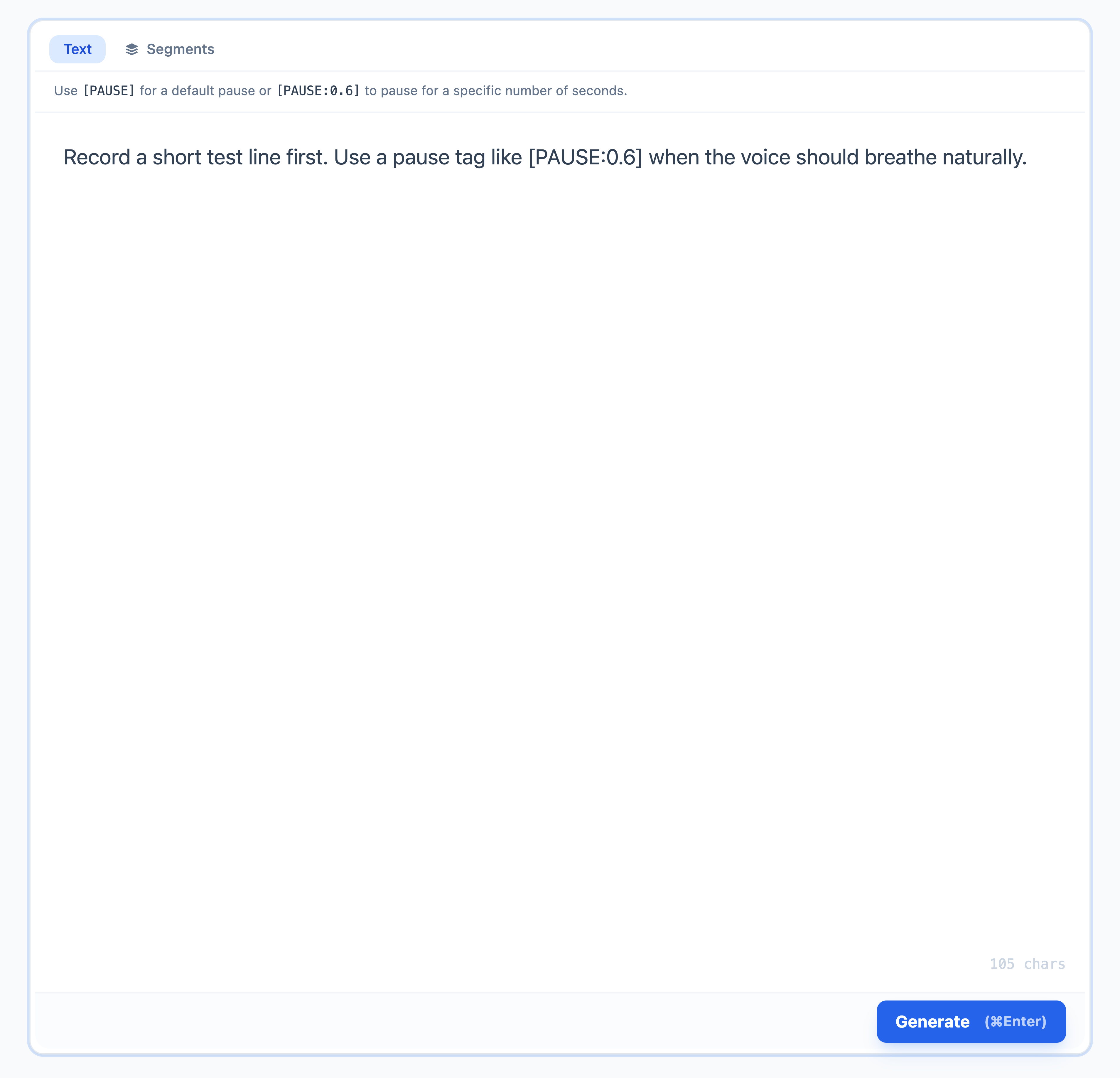 Studio script editor and generate button
