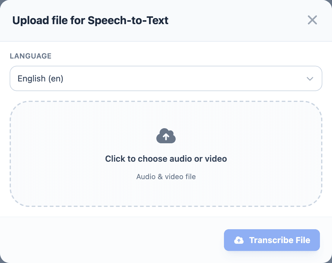 Transcribe upload options