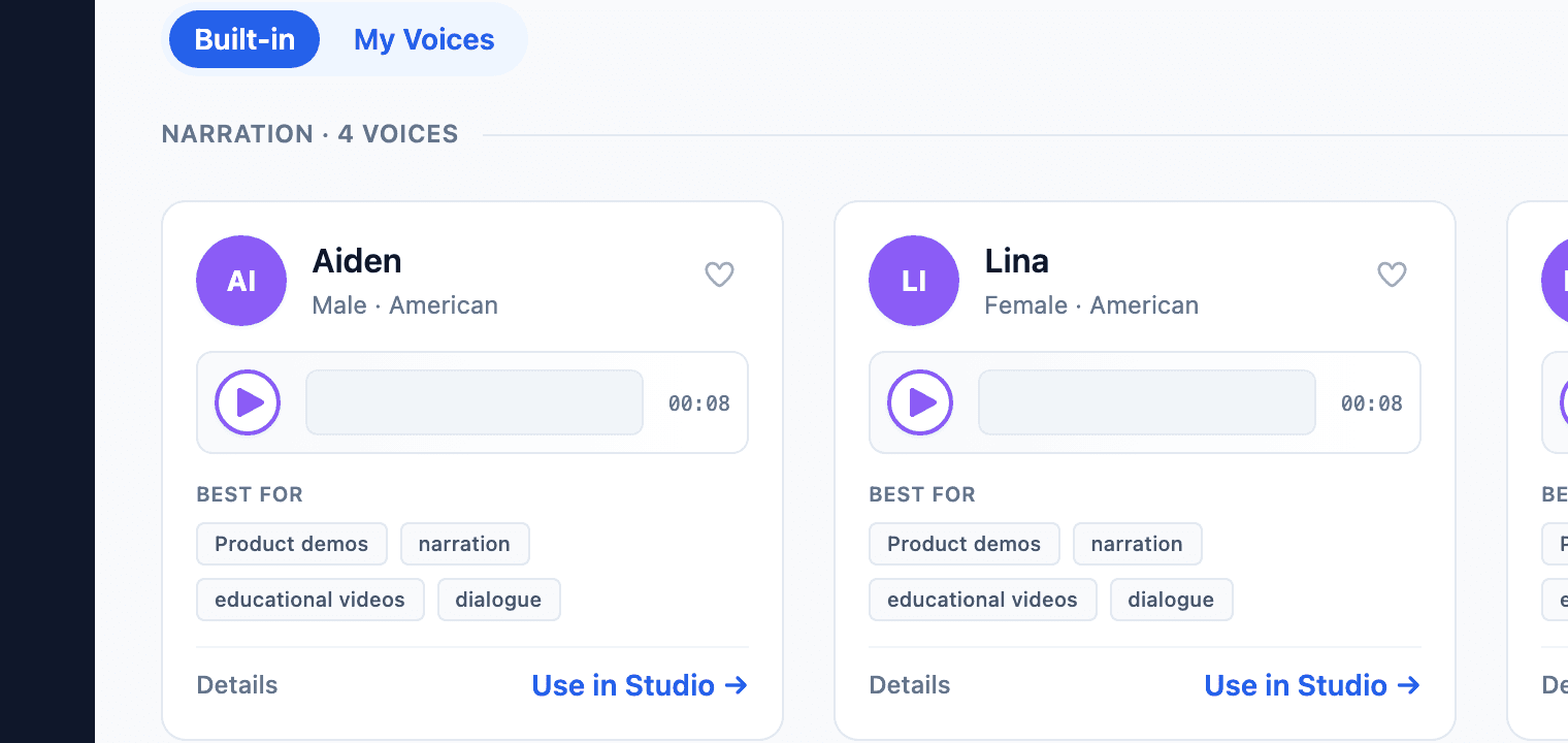 Voice card actions
