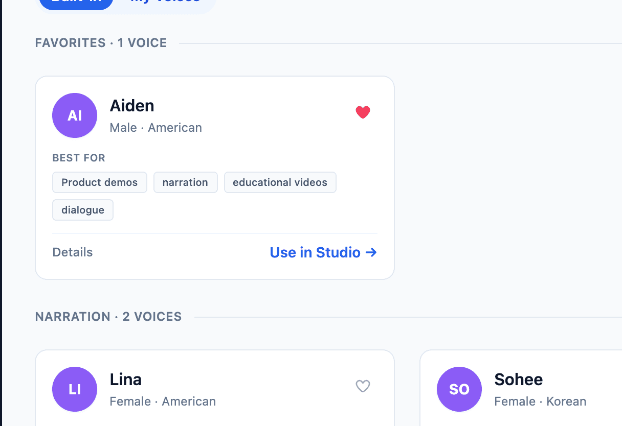 Voice cards in Voice Lab